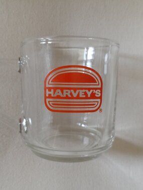 Harvey's Glass Mug With Orange Burger Logo
